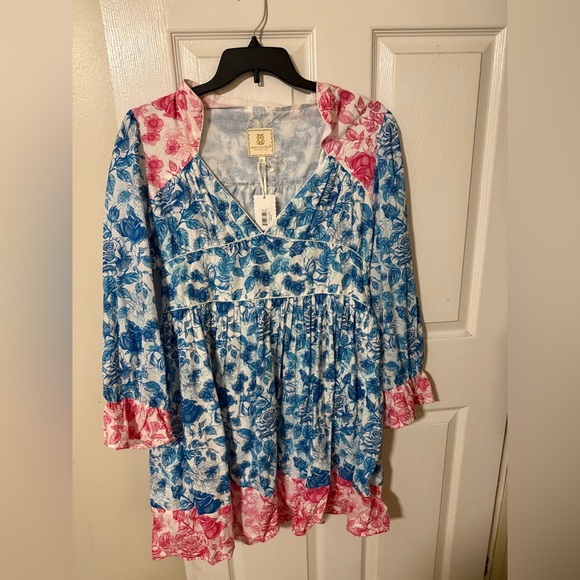 Simply Southern Blue and Pink Floral Dress - Picture 1 of 3